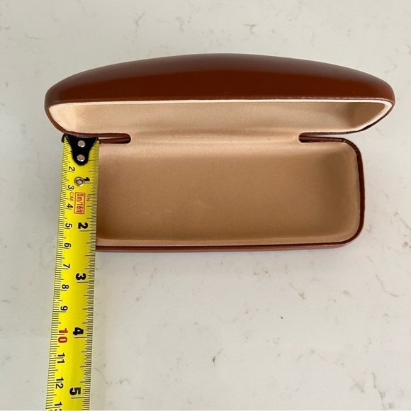 New Longchamp Paris Matte Dark Cognac Brown Clamshell Dome Sunglasses Case - Picture 9 of 10
